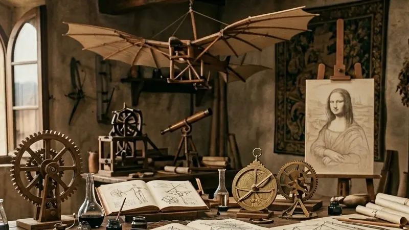 Leonardo da Vinci observando el mundo y su entorno natural