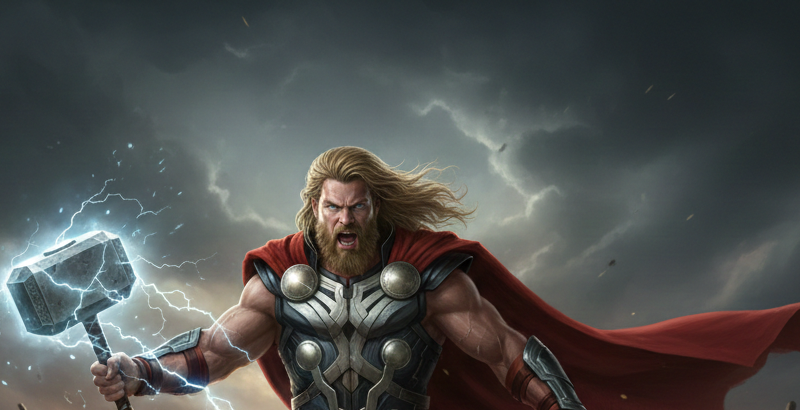 Thor, dios del trueno en la mitología nórdica, pintura de Mårten Eskil Winge